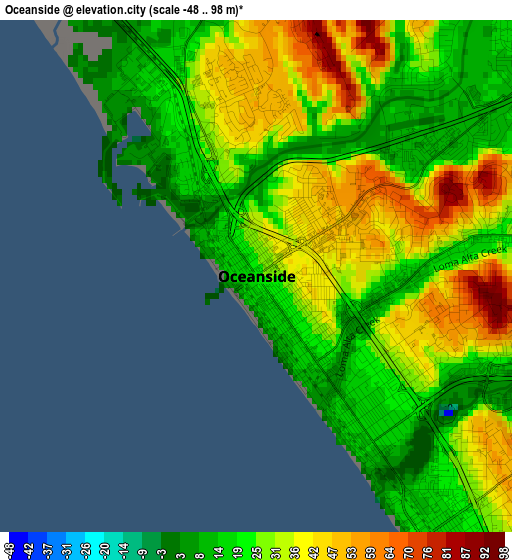 Oceanside elevation map