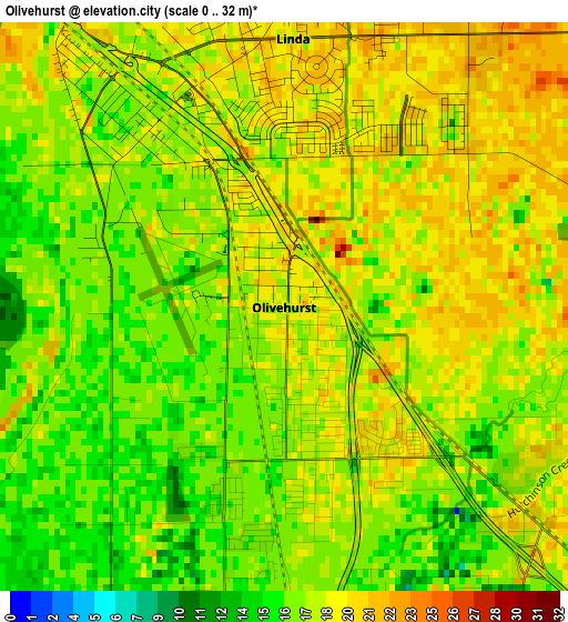 Olivehurst elevation map