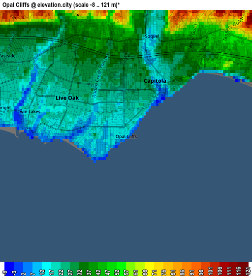 Opal Cliffs elevation map