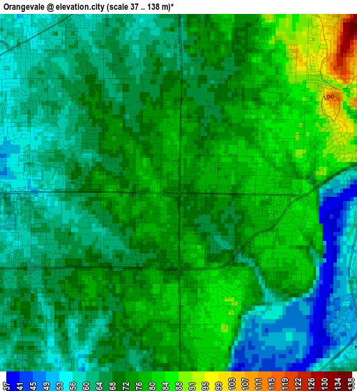 Orangevale elevation map