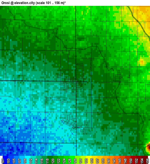 Orosi elevation map