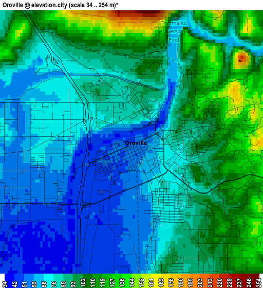 Oroville elevation map