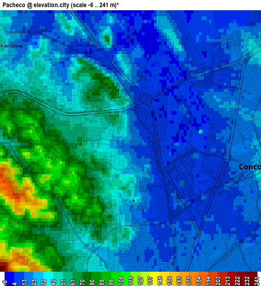 Pacheco elevation map