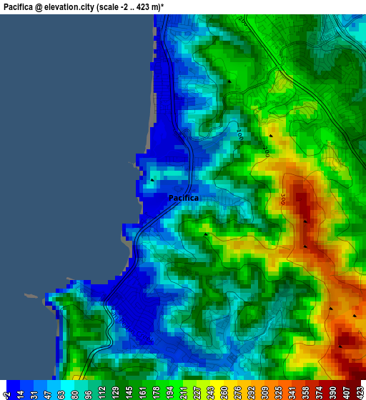 Pacifica elevation map