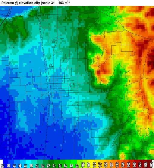 Palermo elevation map