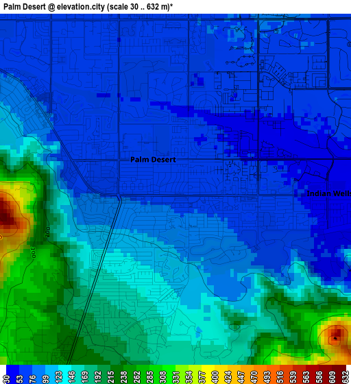 Palm Desert elevation map