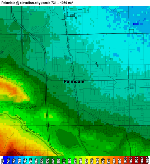 Palmdale elevation map