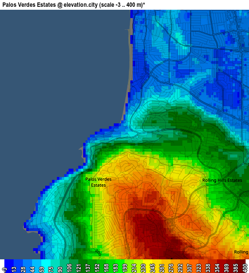 Palos Verdes Estates elevation map