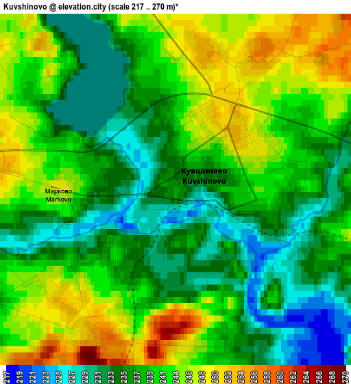 Kuvshinovo elevation map