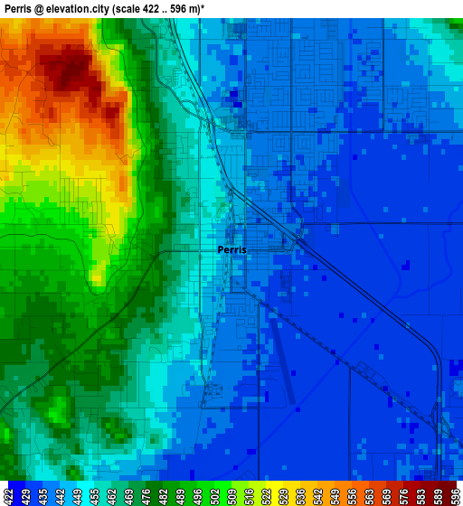 Perris elevation map