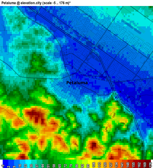 Petaluma elevation map