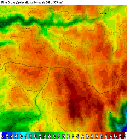 Pine Grove elevation map