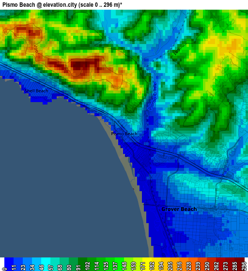 Pismo Beach elevation map