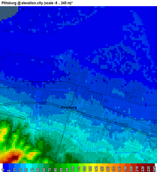 Pittsburg elevation map