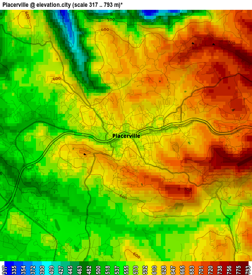 Placerville elevation map