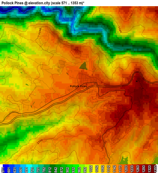 Pollock Pines elevation map