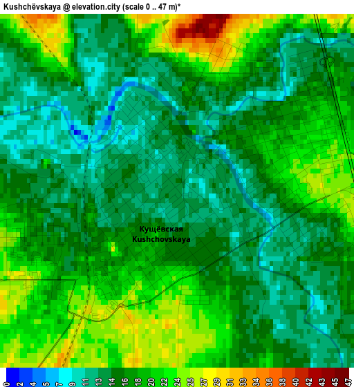 Kushchëvskaya elevation map