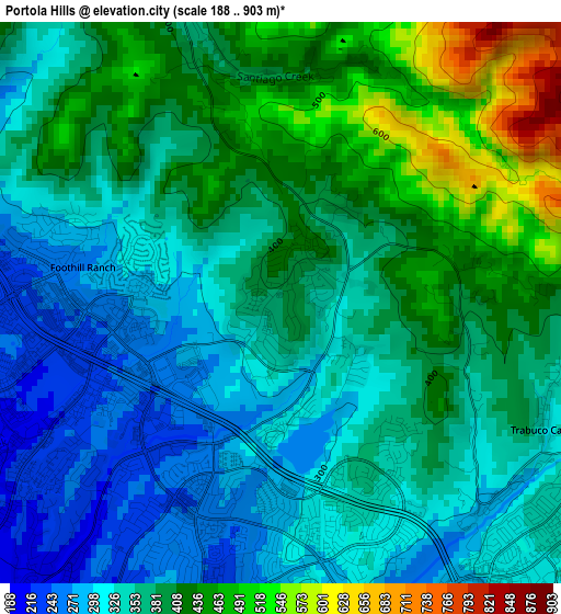 Portola Hills elevation map