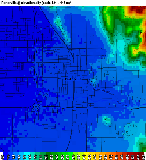 Porterville elevation map