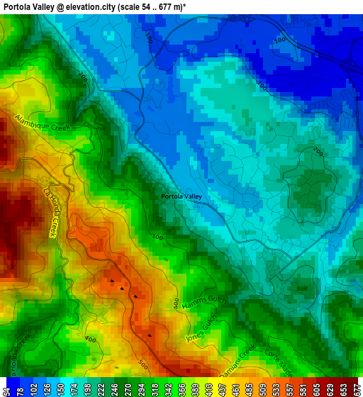 Portola Valley elevation map