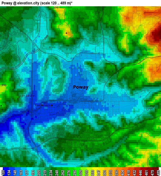 Poway elevation map