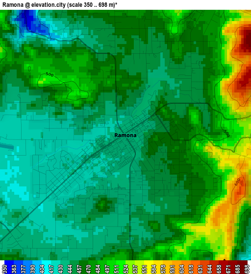 Ramona elevation map