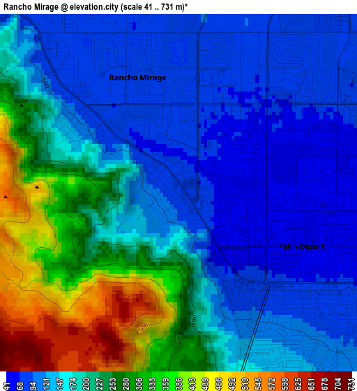 Rancho Mirage elevation map