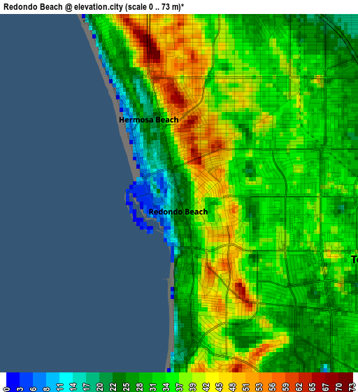 Redondo Beach elevation map