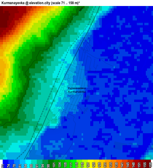 Kurmanayevka elevation map