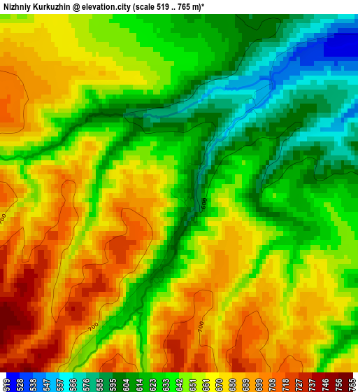 Nizhniy Kurkuzhin elevation map