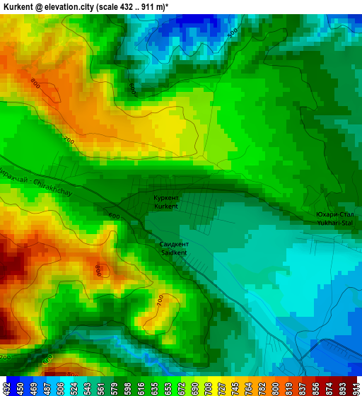 Kurkent elevation map