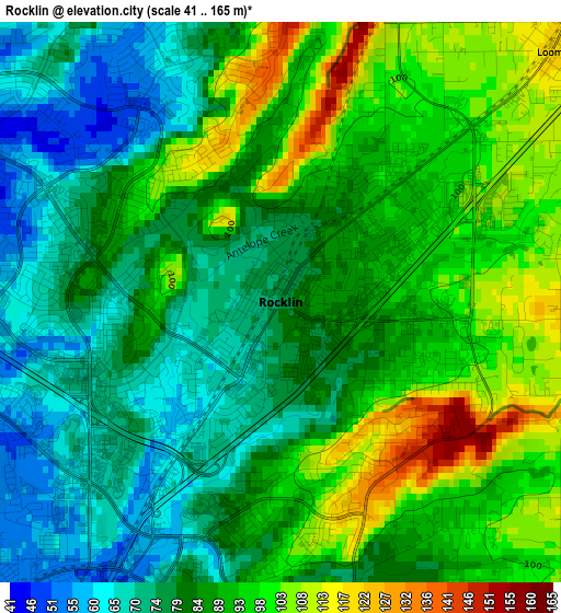 Rocklin elevation map