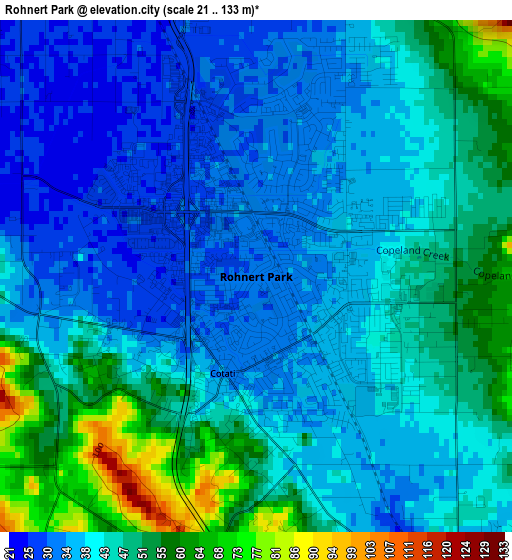 Rohnert Park elevation map