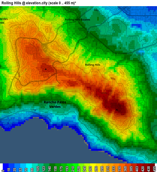 Rolling Hills elevation map