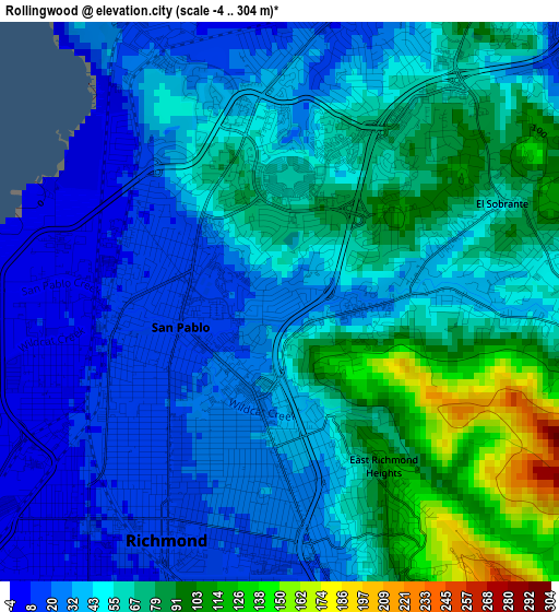 Rollingwood elevation map