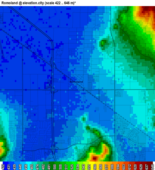 Romoland elevation map