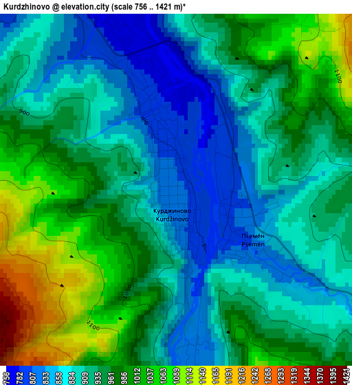 Kurdzhinovo elevation map