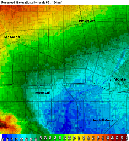 Rosemead elevation map