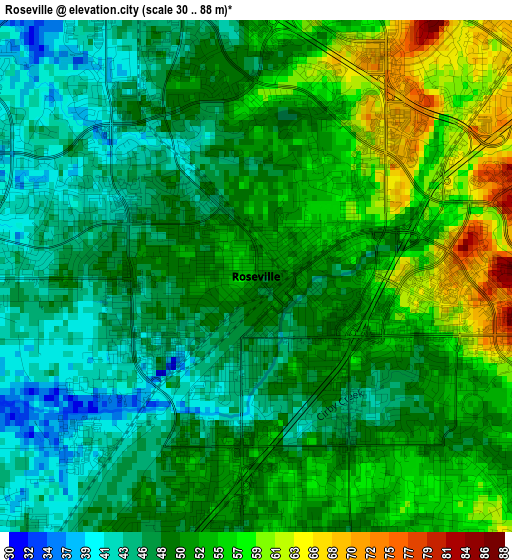 Roseville elevation map