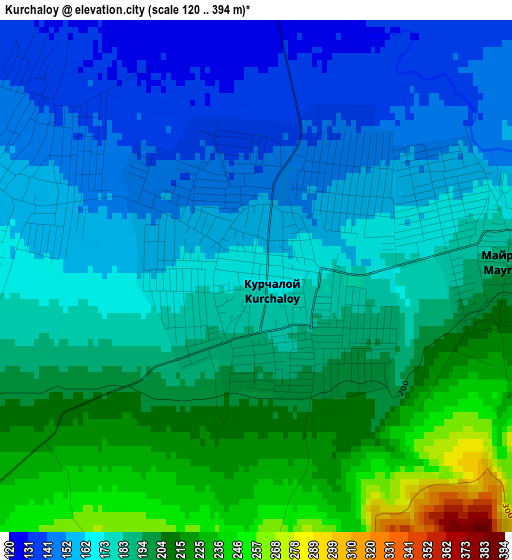 Kurchaloy elevation map