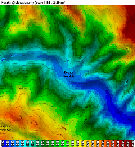 Kurakh elevation map