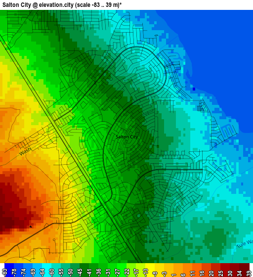 Salton City elevation map