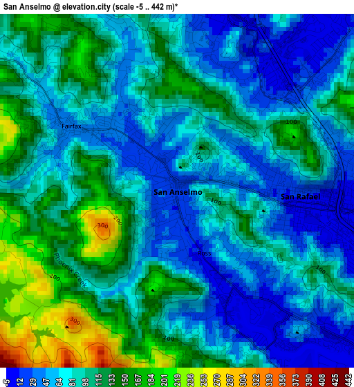 San Anselmo elevation map