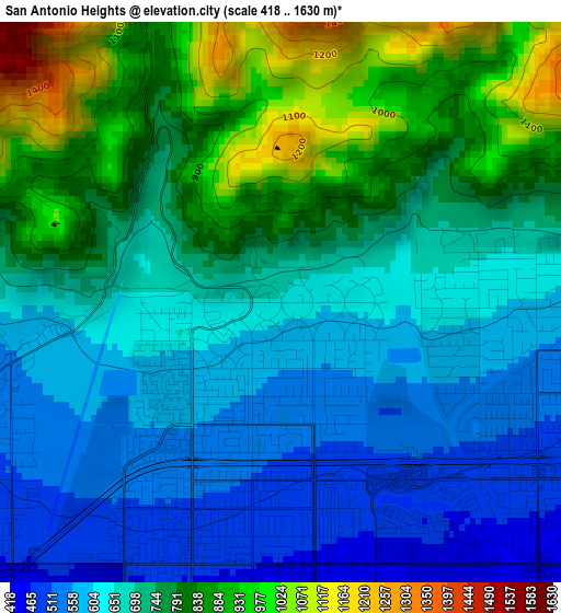 San Antonio Heights elevation map