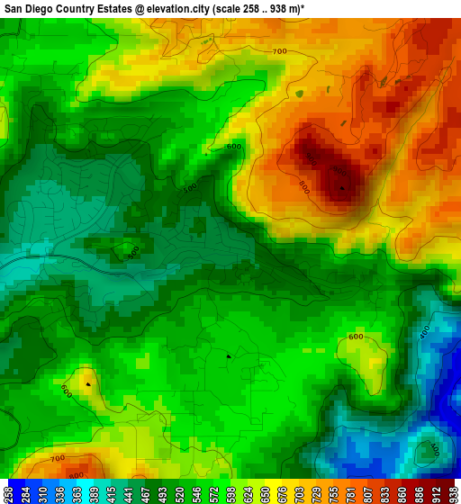 San Diego Country Estates elevation map