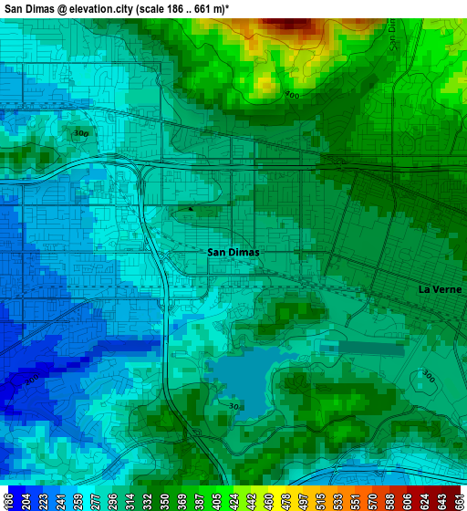 San Dimas elevation map