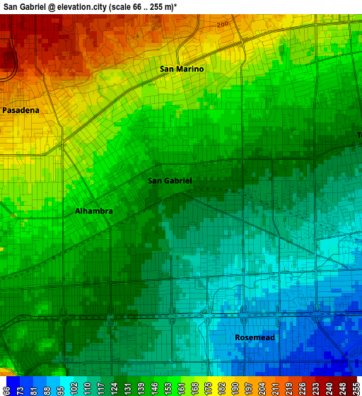 San Gabriel elevation map