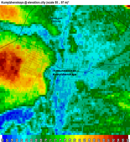 Kumylzhenskaya elevation map