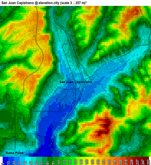 San Juan Capistrano elevation map