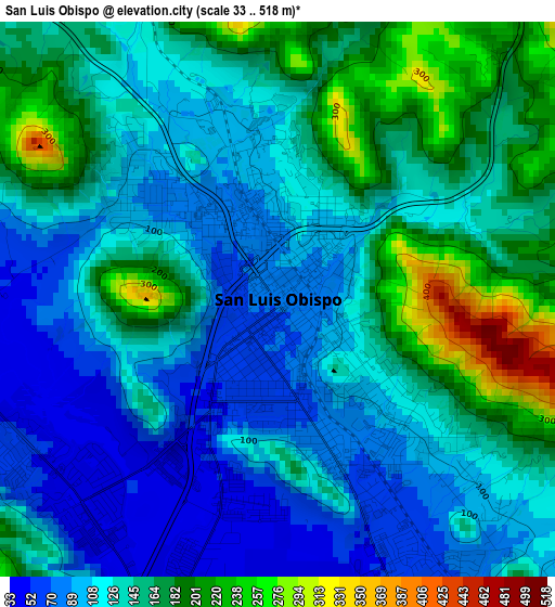 San Luis Obispo elevation map